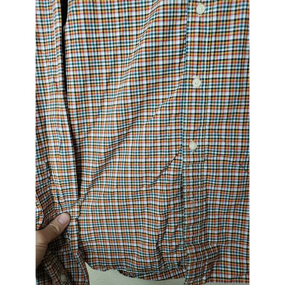 Fossil Men's Long Sleeve Button Down Top Medium Red Yellow Plaid Pocket - Picture 8 of 10